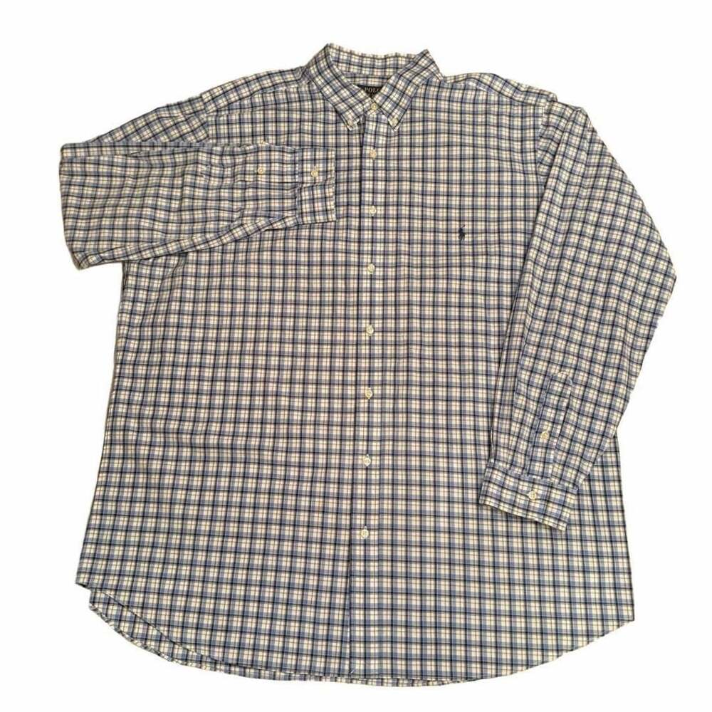 Polo Ralph Lauren Blue Plaid Long Sleeve Button Down Shirt 2XLT